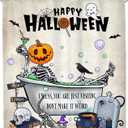 Happy Halloween Shower Curtain 60Wx72H Funny Skull Skeleton Pumpkin Gothic Spooky Ghost Bone in Bathtub Grave Unique Cool Bathroom Decor Horror Scary Bath Curtain Fabric Polyester 12 Pack Hooks