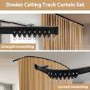 Room Divider Blackout Curtains Flexible Sliding Tracks Sets Ceiling Mounted Rod Window Curtain Privacy Separation for Bedroom Living Rooms,1 Panel Khaki Drape and Black Track Set-W108xH108 in
