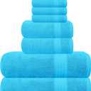 GLAMBURG Ultra Soft 8-Piece Towel Set -100% Pure Ringspun Cotton, Contains 2 Oversized Bath Towels 27x54, 2 Hand Towels 16x28, 4 Wash Cloths 13x13 - Ideal for Everyday use, Hotel & Spa -Turquoise Blue