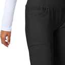 Cherokee Scrubs for Women Mid Rise Straight Leg Scrub Pants For Women Pull-on Bottoms with 6 Pockets & 360° Stretch - CK002 (Black, S)