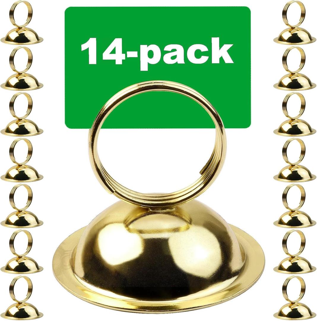Gold Table Number Holders Photo Holders Place Card Holders Ring-Clip Menu Stand Menu Card Holder for Wedding Party Festival Decor(14 Pack) (Gold Color)