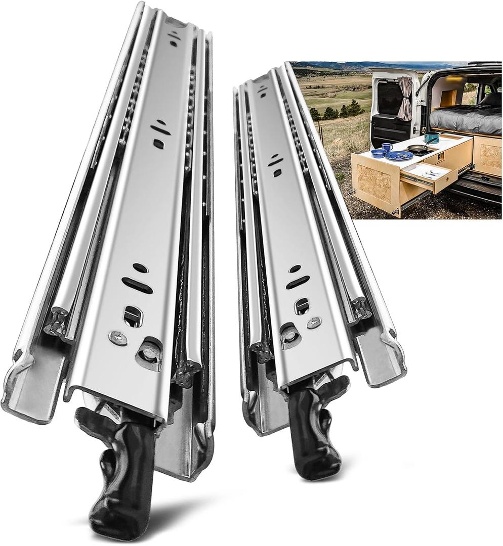 AOLISHENG Heavy Duty Drawer Runners with Lock 110lbs Load Capacity Ball Bearing Full Extension Side Mount 
 Pack Of 7