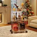 STARLATTA 3 Tier Rolling Cart with Lockable Wheels, Clear Acrylic Utility Trolley with Handle, Heavy-Duty Storage Organizer for Kitchen Bathroom Nursery Laundry - Snack Book Craft Organizer (Clear)