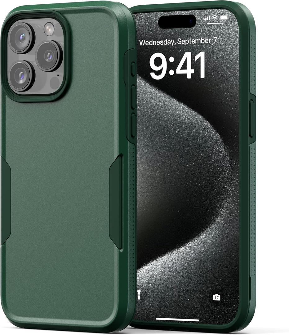NTG2023 New Designed for iPhone 15 Pro Max Case, Heavy-Duty Tough Slim Shockproof [2 Layer Structure][Military Grade Protection] Phone Case for iPhone 15 Pro Max(6.7 Inch), Midnight Green