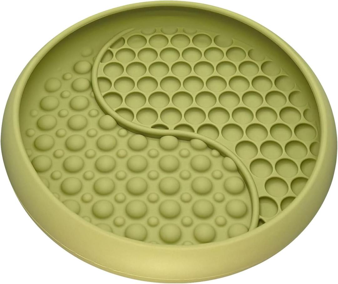 Lick Mat for Dogs, Silicone Slow Feeder Licking Mat with Non-Slip Suction Cups, Freeze-Friendly Lick Bowl for Enrichment Play, Anxiety Relief & Keeps Busy (8.0" x 1.4" Green)