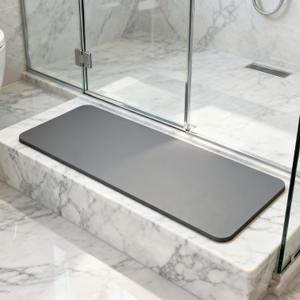 Shower Bench & Step Mat - Non-Slip Bathtub Rug for Shower Seat, Stool, and Tub Floor - Quick-Dry Cut-to-fit Pad for Bathroom Stairs (Gray, 31''x12'')