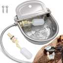 Automatic Water Dispenser for Dog Water Bowl Dispenser Large Size Stainless-Steel Waterer Feeder Self Filling Water Trough for Poultry and Livestock (Stainless Steel, Large)