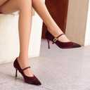 baobeijiadao Womens Pointed Toe Heeled Pumps Slip On Stiletto Heels Single-Strap Wedding Evening Dressy Shoes (Red, Size US 12)