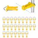 25 Pcs Tube Post Insulator, Electric Chain Link Fence, Extender Insulator, T Post Insulators for Electric Fence Wire for Round Pipe or White Vinyl Picket Fence, Yellow