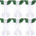 VitalCozy 6 Pcs Wreath Sash for Front Door Blank Wreath Sash Accessories Embroidery Plain Blanks for Embroidery Monogram Party Farmhouse Indoor Outdoor Wedding Decor(4.49" x 56.30", White)