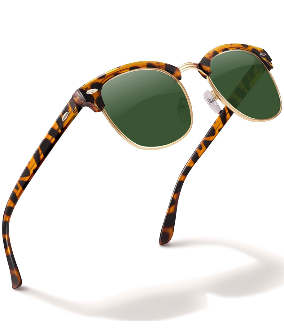 livho Rimless Trendy Polarized Sunglasses Men Women, Retro Sun Glasses for Men Women 2025, Semi Rimless UV Protection Shades
