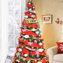 Dolicer 6FT Pop Up Artificial Christmas Tree with Lights & Remote, Collapsible Easy Christmas Tree with 200 Warm White & Colorful LED Lights, Foldable Xmas Tree for Small Space