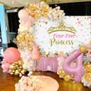 Four Ever a Princess Birthday Decorations Pink Gold Princess Castles Balloon Garland Crown Number 4 Foil Balloons Banner for 4 Years Old Birthday Party Decor Supplies