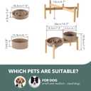 Havniva Ceramic 1.2 Cup Raised Slow Feeder Dog Bowl Set, Elevated 6.1inch Bowl and 7.3inch Puzzle Slow Food Dish with Wooden Stand for Medium and Small Dog, Anti-Gulping (2 x Brown Coffee+ Stand)