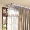 Ceiling Curtain Double Track Set 3ft-16.4ft/5 Meter White Double Curtain Track Ceiling Mount Heavy Duty Room Divider Adjustable Length Rails with Clips Hooks End Hook