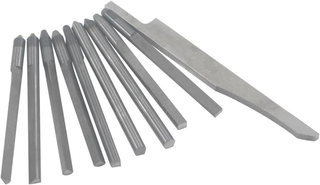 Luo ke 10 Pcs Tungsten Steel Carving Graver Knife, Jewelry Engraver Tools Engraving Cutting Bits for Pneumatic Impact Engraving Machine Jewelry Tool