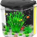 AQUANEAT Fish Tank, 1.2 Gallon Aquarium, Small Betta Fish Tank Starter Kit with LED Light and Water Filter Pump, Round
