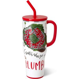 Swig Life 40oz Mega Mug, 40 oz Tumbler with Handle and Straw, Cup Holder Friendly, Dishwasher Safe, Extra Large Insulated Tumbler, Stainless Steel (Saturdays in Columbus)