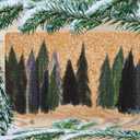 Winter Snowflakes Welcome Front-Door-Mat - Pine Trees Entrance Welcome-Doormat for Outdoor-Indoor-Entry-Rug for Outside Porch 17x29 Inch