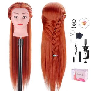 TopDirect 29" Red Hair Mannequin Manikin Head with Clamp Holder and Tools for Cosmetology, Hairdressing, Braiding Practice