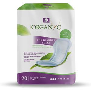 Organyc  100% Organic Cotton Light Incontinence Pads for Bladder Leaks, FSA/HSA Eligible, Moderate Flow, 80 Count (4 Pack)