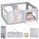 Joyibay Baby Playpen, 71x60 Foldable Playpen with Play Mat, Extra Large Baby Playard, Baby Activity Play Fence Kids Baby Play pen for Babies Toddlers 1-3 Indoor Outdoor (71x60 Inch)