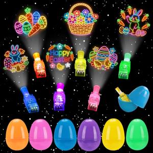 24 Pack Easter Eggs Filled LED Finger Lights ,Light Up Toys Glow In The Dark Non Candy Gifts Easter Egg Fillers Easter Hunt Filling Treats Easter Basket Stuffers Party Favor for Kids Boys Girls