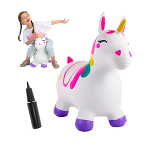 JOYIN Bouncy Unicorn Horse, Kids Ride On Bouncer, Toddler Girl Bouncing Animal Hopper, Inflatable Hopping Toy for Birthday Gift, 18 Months 2 3 4 5 Year Old Kids Toddlers Boys Girls