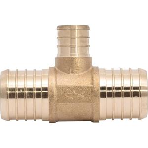SharkBite 1-1/4 x 1-1/4 x 3/4 Inch Brass Crimp Reducing Tee, PEX Pipe, PE-RT, UC08353522