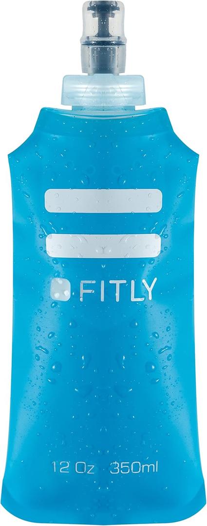 FITLY Soft Flask - Shrink As You Drink Soft Water Bottle for Hydration Pack - Folding Water Bottle Ideal for Running, Hiking, Cycling, Climbing & Rigorous Activity, 350 ml