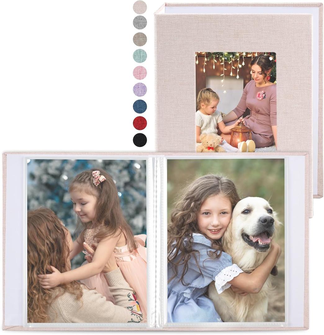 vivinin 2 Pack Photo Album 5x7, Linen Cover Photo Book, Small Photo Album Book for 36 Pockets Hold 72 Pictures, Picture Book for Photos Family Anniversaries Baby Vacations (Off-White)