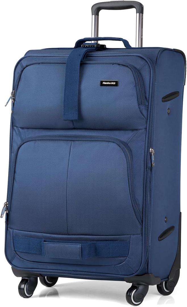 Hanke 28 Inch Softside Expandable Luggage with Spinner Wheels,Check Large Luggage Rolling Suitcase Travel Luggage with TSA Approved,Blue