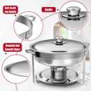 IMACONE Chafing Dish Buffet Set 4 Pack, 5QT Round Stainless Steel Chafer for Catering, Upgraded Chafers and Buffet Warmer Sets with Food & Water Pan, Lid, Frame, Fuel Holder for Event Party Holiday