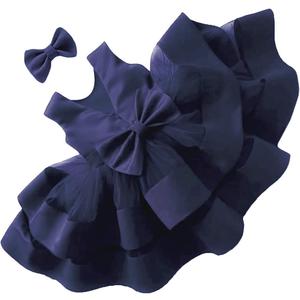 AIMJCHLD 3-6T Baby Girls V Backless Flower Dress Pageant Party Wedding Gown Dresses with Hair Bow