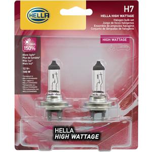 HELLA H7 100WTB High Wattage Bulbs, 12V, 2 Pack