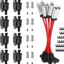 8Pcs UF413 Square Ignition Coils with M8-48322R 8mm Spark Plug Wires Set & 41-962 Platinum Spark Plugs Compatible with Chevy Silverado, Cadillac Escalade, Buick, GMC Sierra 4.8L 5.3L 6.0L 6.2L