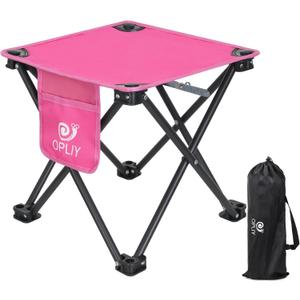 Opliy Camping Stool Upgrade Foot Stool for Camping Fishing Hiking Gardening and Beach, Camping Seat with Carry Bag (Rose Red)
