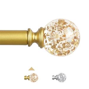 TVWOO Gold Decorative Crystal Curtain Rods:18-45 Inch Heavy Duty Adjustable Window Curtains Rods for Bedroom Living Room,Brass Golden Modern Girly Acrylic Drapery Rod with Sheer Bling Foil Finials