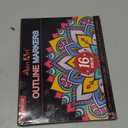 Aen Art Double Line Markers Outline Pens, Squiggles Shimmer Outline Marker Set, 16 Colors Doodle Shimmer Pen for Drawing, Making Card, Craft Project