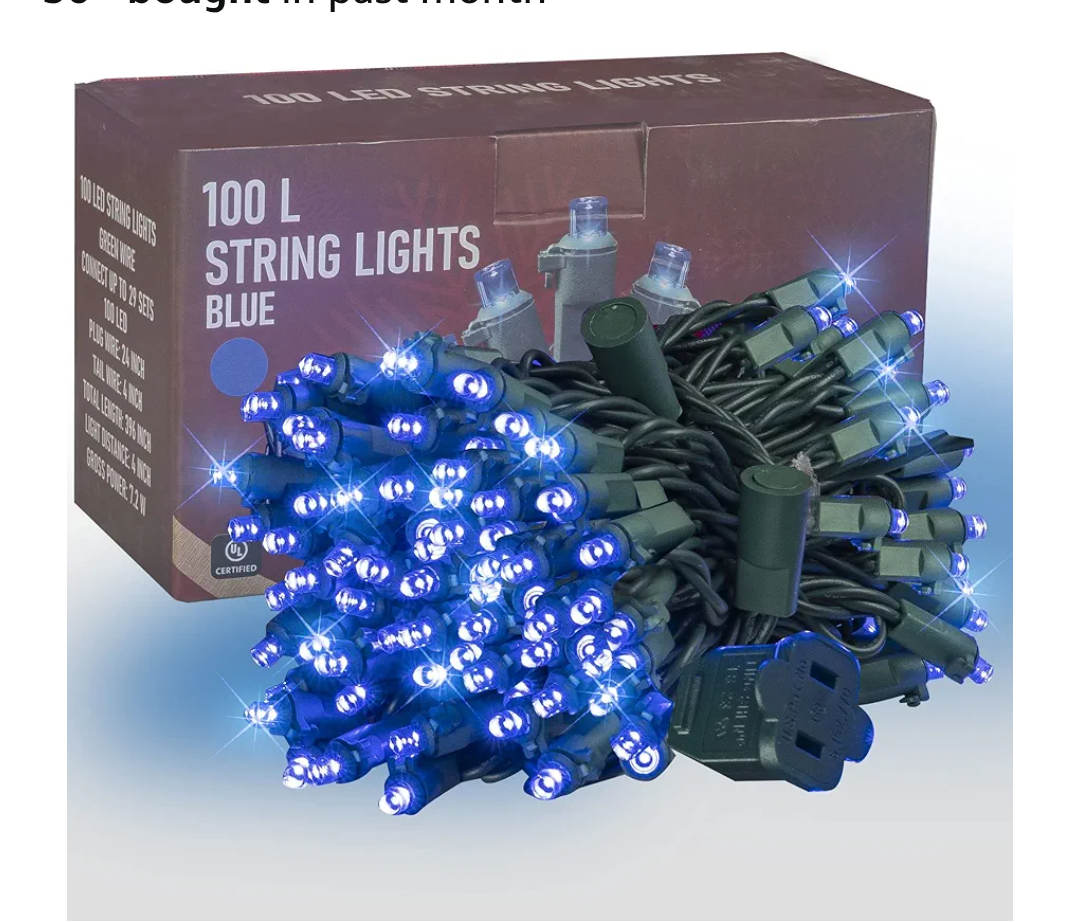 Bright 24.7 ft 100 LED Christmas String lights Indoor Outdoor Waterproof, Blue With Green Wire, Twinkle Plug-in for Tree Room Bedroom Wedding Decorations