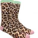 SOCKZ-88 - Mens Novelty Leopard Print Socks (One Size, Taupe Black)