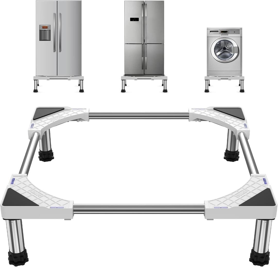 SEISSO Mini Fridge Stand Adjust Height 7"-8.2"-Large Adjustable Washing Machine Stand with 4 Adjutable Feet, Load Capacity 770LB. Refrigerator Stand, Washer and Dryer Pedestals Stand for Home Appliance Width 23"-32"