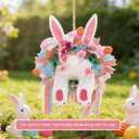 Interactive Easter Wreath with Moving Bunny Butt, Battery-Powered Animated Door Decor with Sound