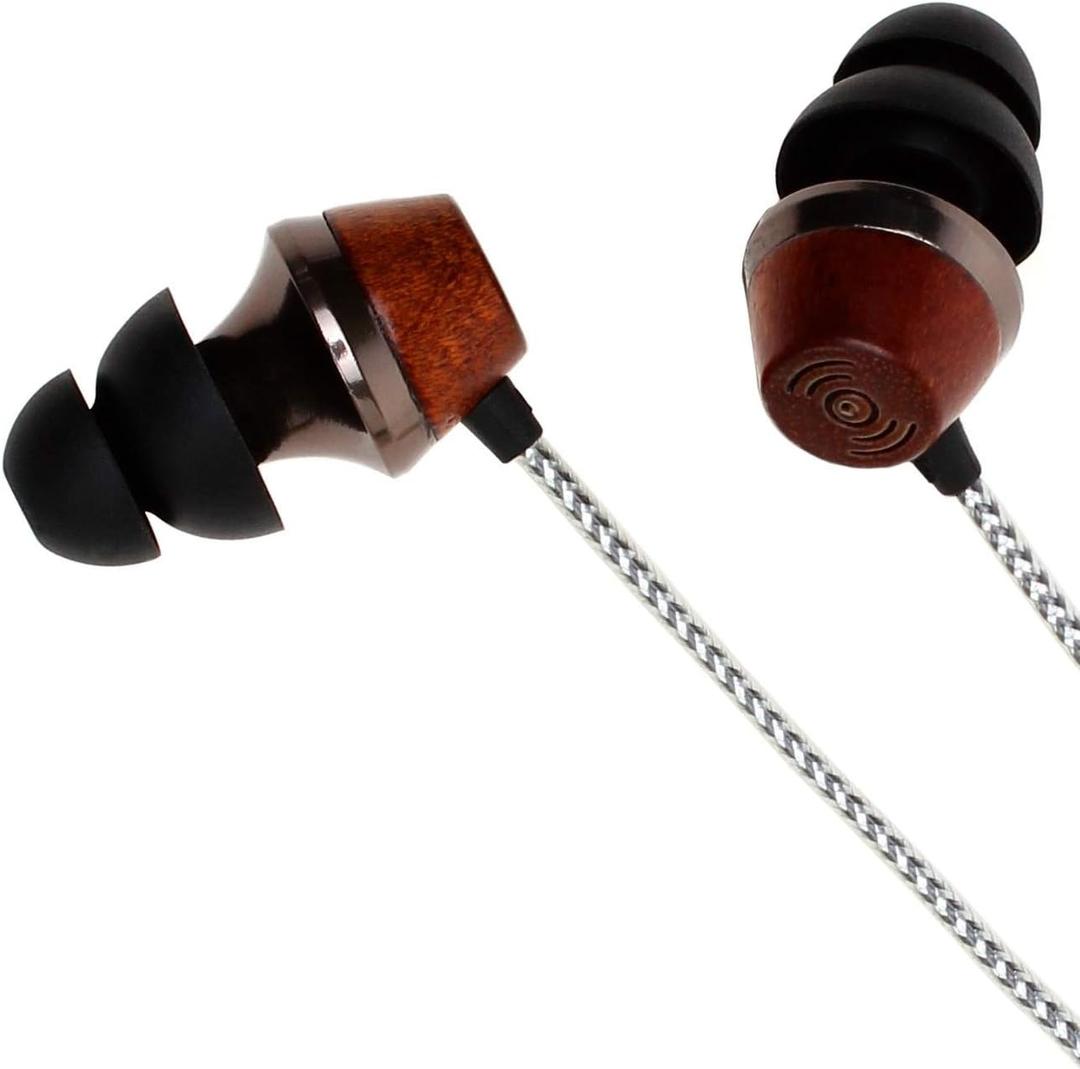 Symphonized ALN 2.0 Premium Genuine Wood in-Ear Noise-isolating Headphone, Earbud, Earphones with Innovative Shield Technology Cable and Mic (Silver)