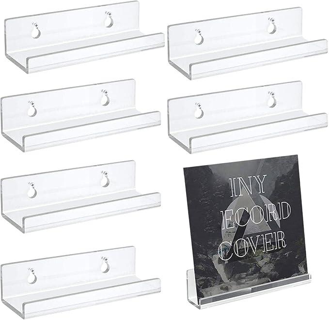 Shelf Wall Mount - 6 Pack 4-inch Clear Acrylic Holder Display Rack - Art for The Collector