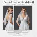 Wedding Veil for Bride 1 Tier Bridal Veil with Crystals Beaded Edge for Women and Brides (White)