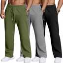 3 Pack Men's Big and Tall Sweatpants Athletic Workout Lounge Pants Plus Size Drawstring Joggers with 3 Pockets (X-Large, Black, Gray, Green)