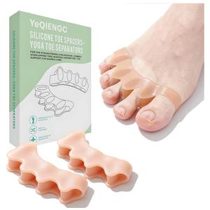 Silicone Toe Spacers (2-Pack) for Bunion Pain Relief & Hammer Toes, Toe Straightener Corrector for Overlapping Toes, Flexible Gel Toe Separators for Daily Comfort & Yoga,Nude
