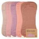 5-Pack Muslin Burp Cloths Baby Boy, Girl - Very Absorbent Baby Burp Cloth Rags, 8-Layers Viscose Derived from Bamboo Cotton Muslin Towel, Super Soft Spit Up Rags, No Shrink Washcloths (Mauve)