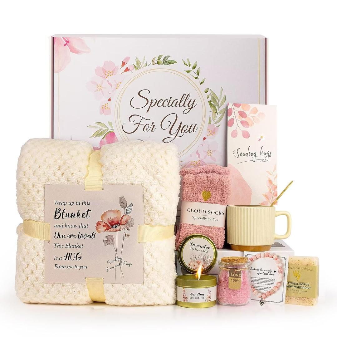 Get Well Gifts for Women Feel Better Gifts Baskets for Women After Surgery Care Package,Thinking of You Sympathy/Birthday Gift Baskets Hug in a box Gifts for Women,Mom,Her,Wife,Friend,Grandma